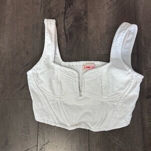 Lone Star White Eyelet Crop Top